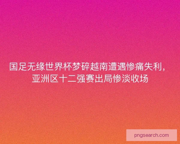 国足无缘世界杯梦碎越南遭遇惨痛失利，亚洲区十二强赛出局惨淡收场