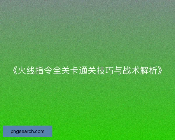 《火线指令全关卡通关技巧与战术解析》